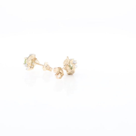 Bypass Peridot and Diamond Stud Earrings