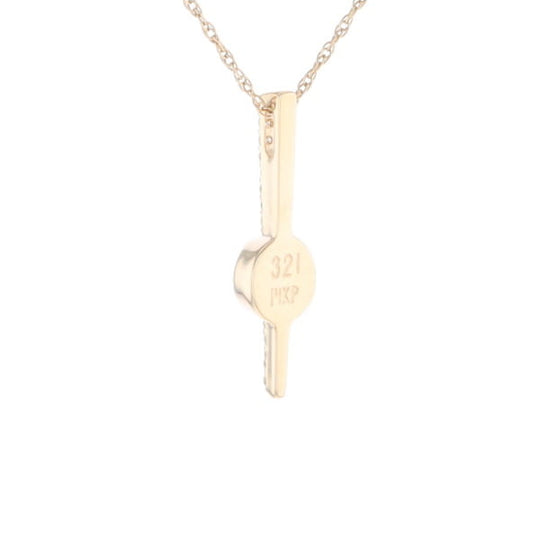 Diamond Bar Gold Quartz Round Inlaid Pendant G2
