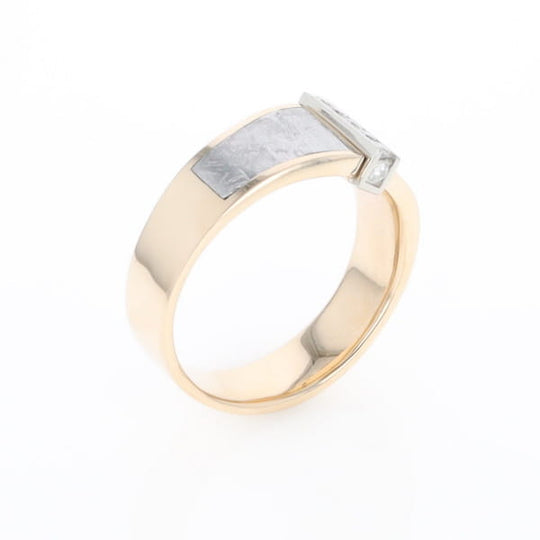 Meteorite Ring Double Sided Inlaid with .19ctw Round Diamonds