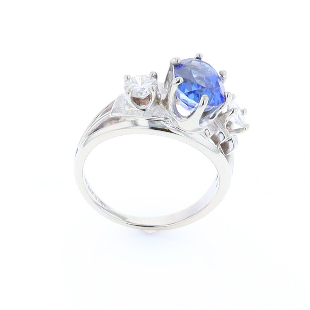 Oval Sapphire Ring with Diamond Side Accents