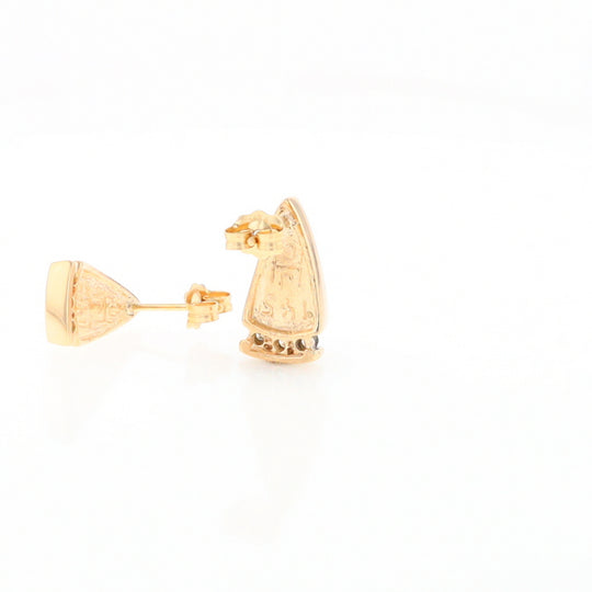 G1 Gold Quartz Earrings Triangle Shape Inlaid Design with .12ctw Diamonds