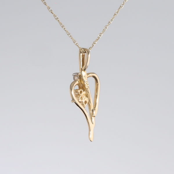 Round Opal & Diamond Heart Necklace