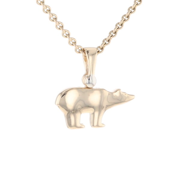 Gold Quartz Inlaid Polar Bear Pendant