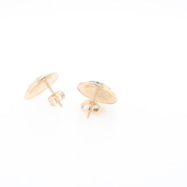 Superior Quality Gold Quartz Inlaid Circle Stud Earrings