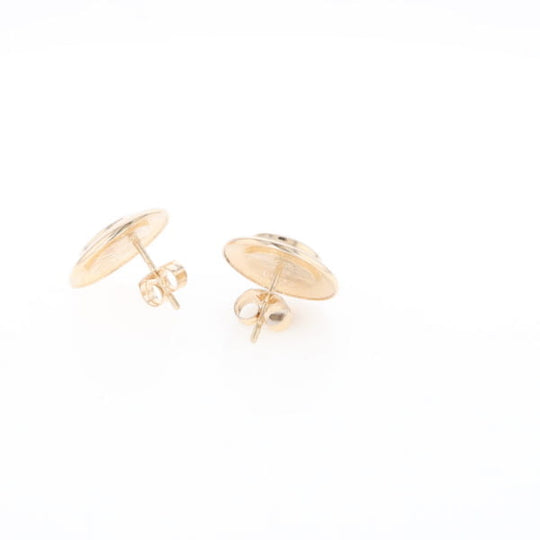 Superior Quality Gold Quartz Inlaid Circle Stud Earrings