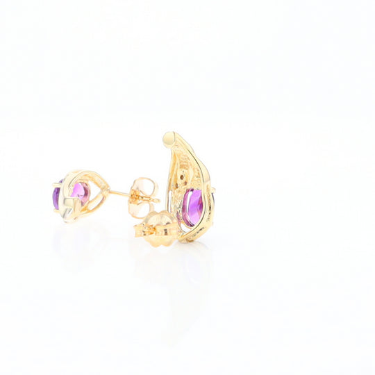 Amethyst and Diamond Pear Shaped Earrings