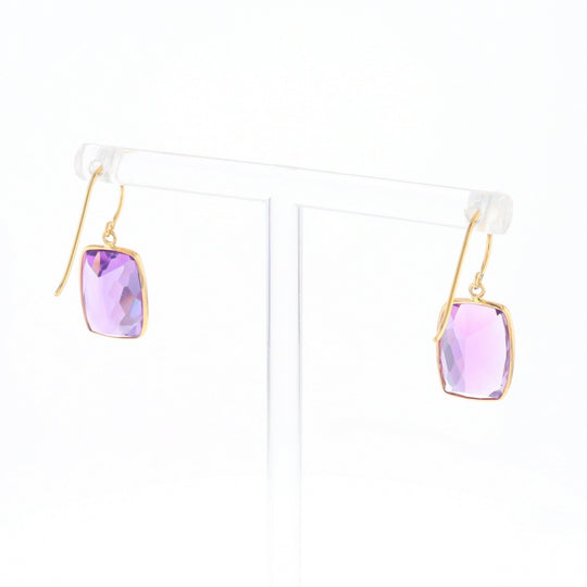 Solitaire Amethyst Dangle Earrings