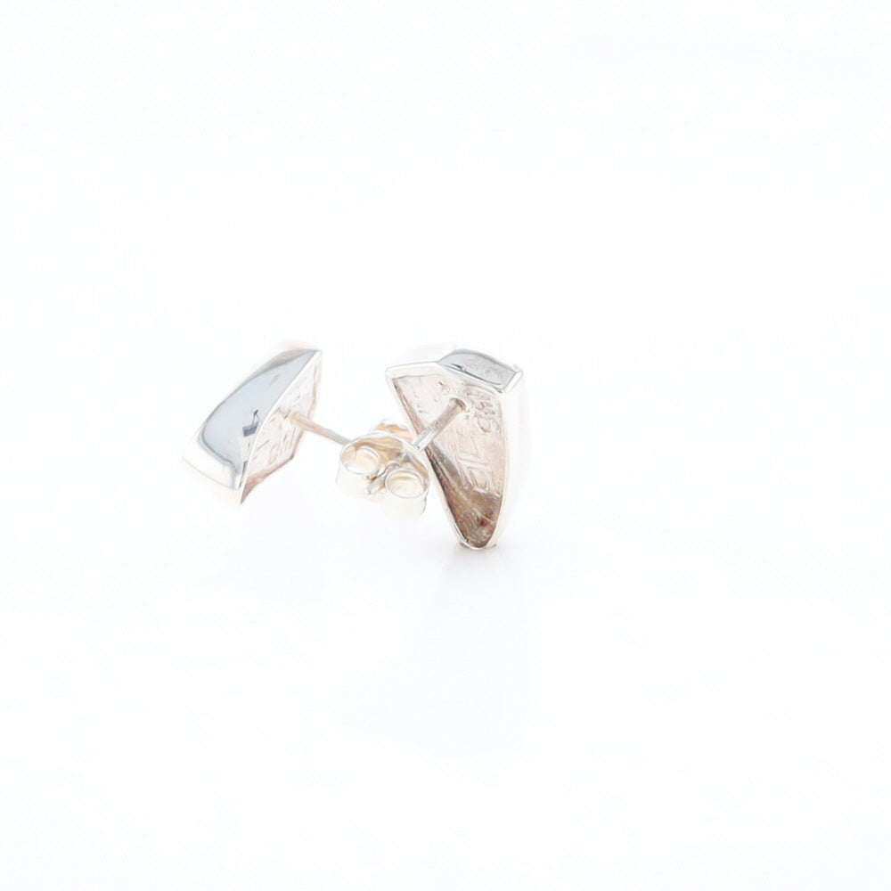 Sterling Silver Gold Quartz Inlaid Shield Stud Earrings - G3