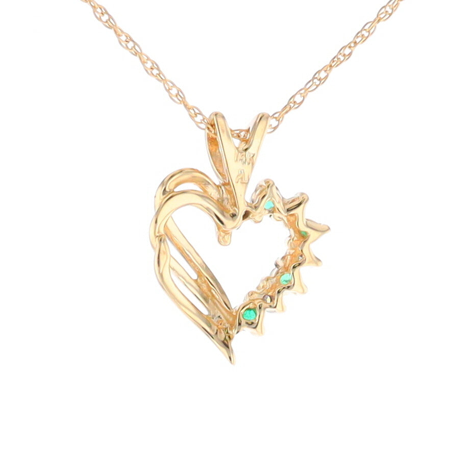 Open Heart Emerald and Diamond Pendant