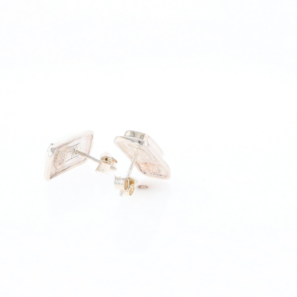 Gold Quartz Inlaid Rectangle Stud Earrings - G3