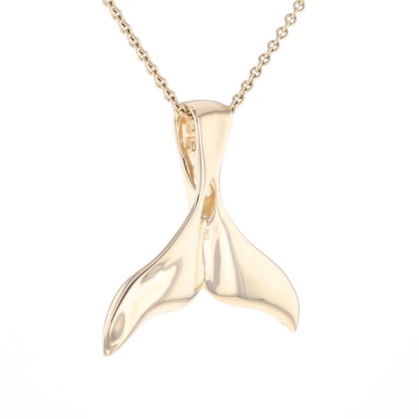 Whale Tail Natural Gold Quartz Single Side Inlaid Pendant