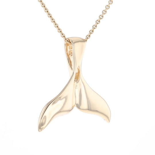 Whale Tail Natural Gold Quartz Single Side Inlaid Pendant