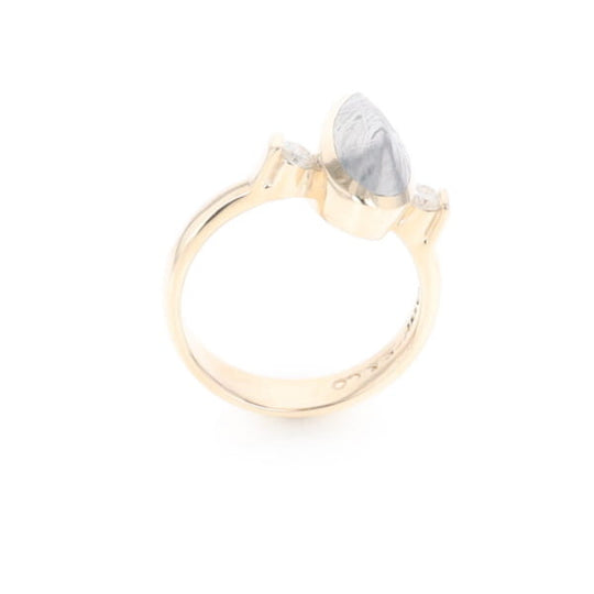 Meteorite Pear Shape Inlay Ring
