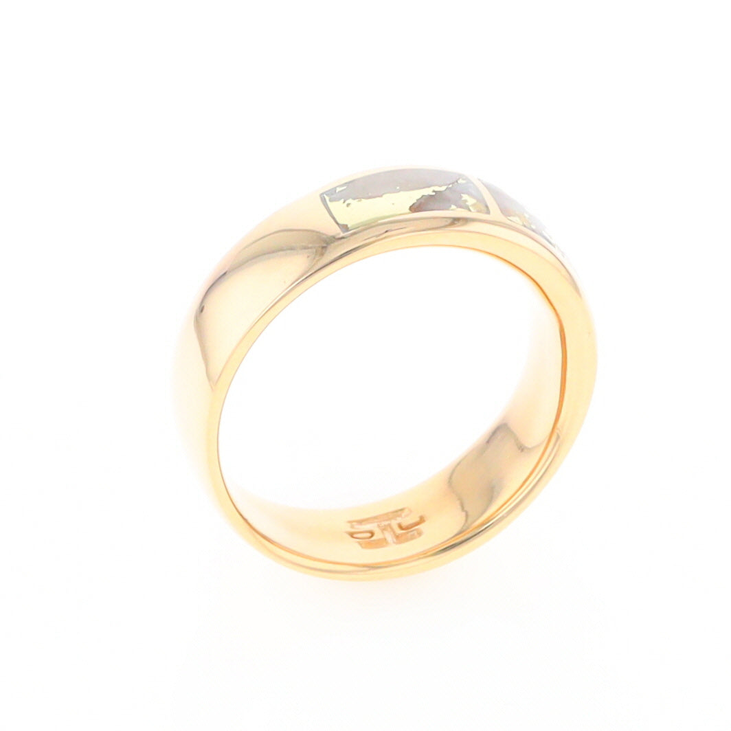 Gold Quartz Ring 3 Section Rectangle Inlaid Band