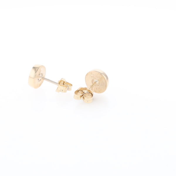Gold Quartz Earrings Round Inlaid Studs
