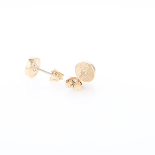 Gold Quartz Earrings Round Inlaid Studs