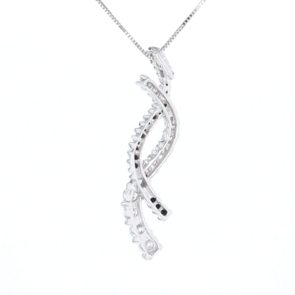 Ribbon Necklace With Black and White Diamonds