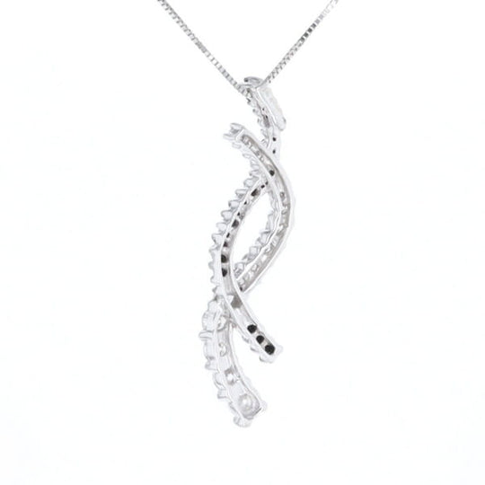 Ribbon Necklace With Black and White Diamonds