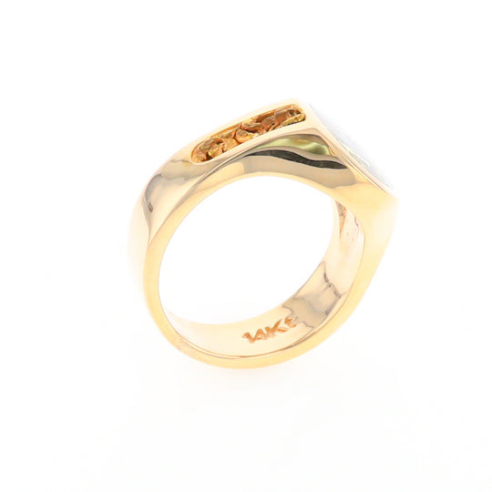 Oval Gold Quartz Inlaid Ring with Natural Gold Nuggets G2 Quality