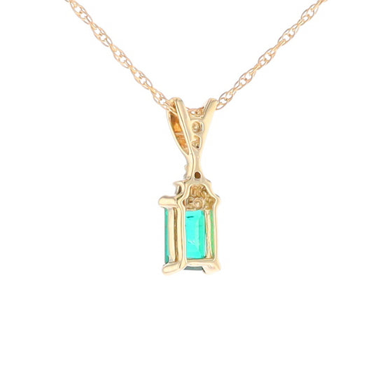 Synthetic Emerald Pendant with Diamond Accents