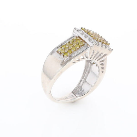 Yellow and White Diamond Filigree Design Ring