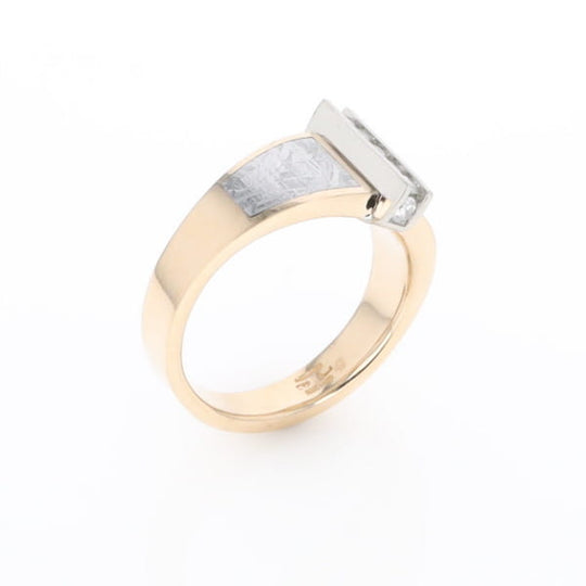 Meteorite Ring Double Sided Inlaid Design with .23ctw Diamonds