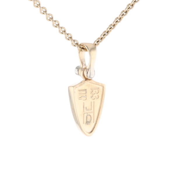 Gold Quartz Pendant Shield Shape Inlaid Pendant with .02ct Diamond