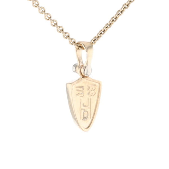 Gold Quartz Pendant Shield Shape Inlaid Pendant with .02ct Diamond