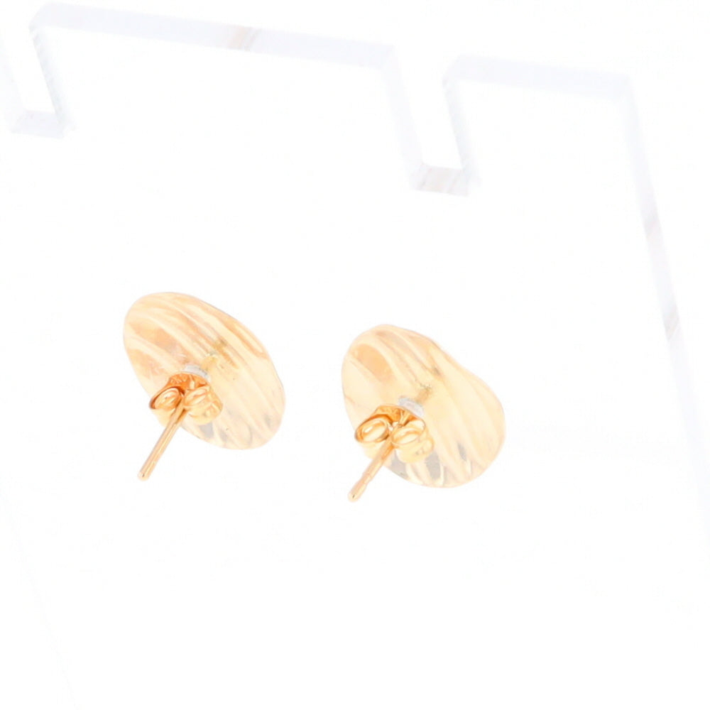 Gold Scorred Disc Stud Earrings