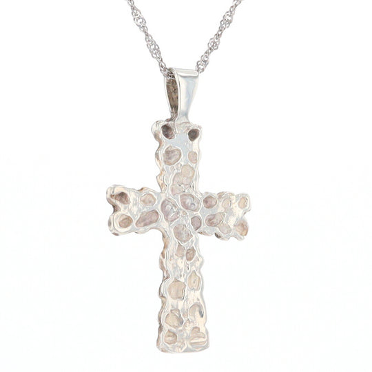 Sterling Silver Nugget Pattered Cross Pendant