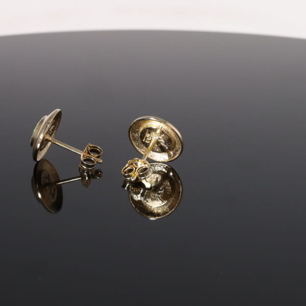 Opal Earrings Round Inlaid Design Studs
