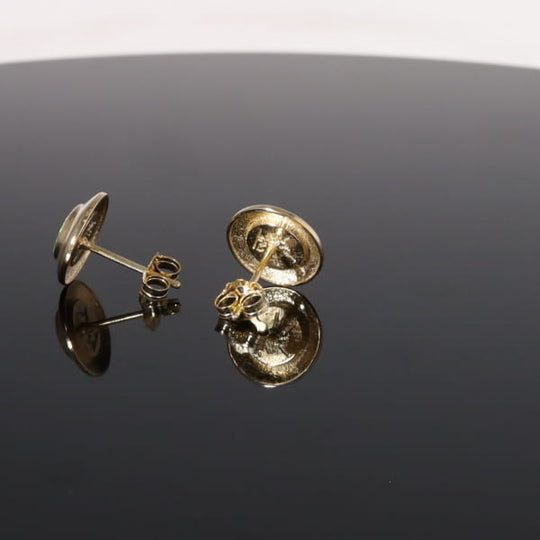 Opal Earrings Round Inlaid Design Studs