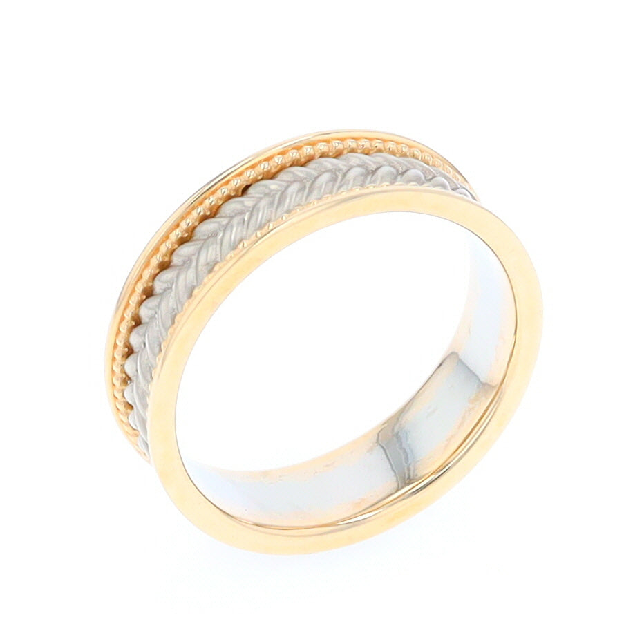 Braided White and Yellow Gold Men's Ring