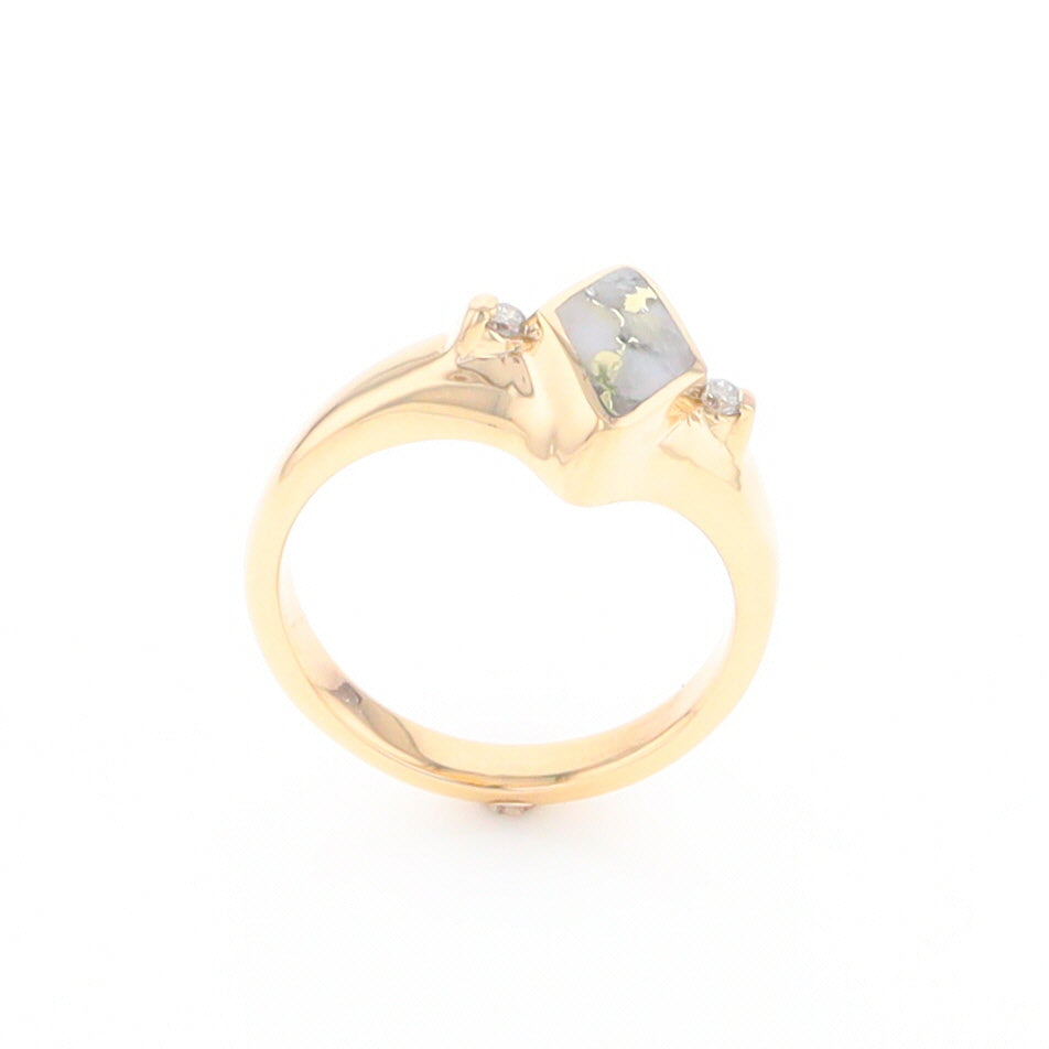 G2 Gold Quartz Ring Diamond Shape Inlaid with 0.05ctw Round Diamonds