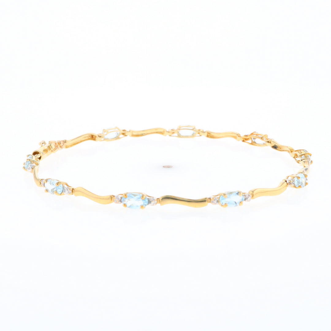 Aquamarine and Diamond Tennis Bracelet