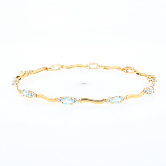 Aquamarine and Diamond Tennis Bracelet