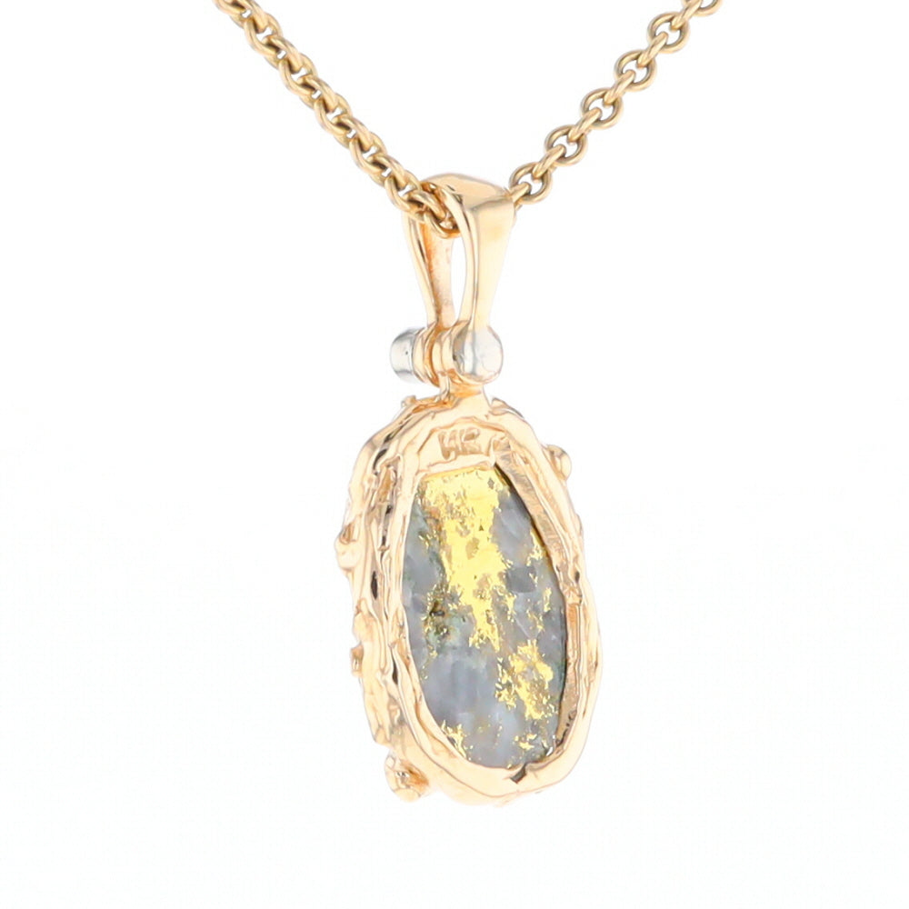 Serpentine & Gold Quartz Freeform Pendant