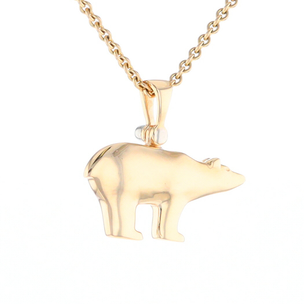 Gold Quartz Inlaid Polar Bear Pendant