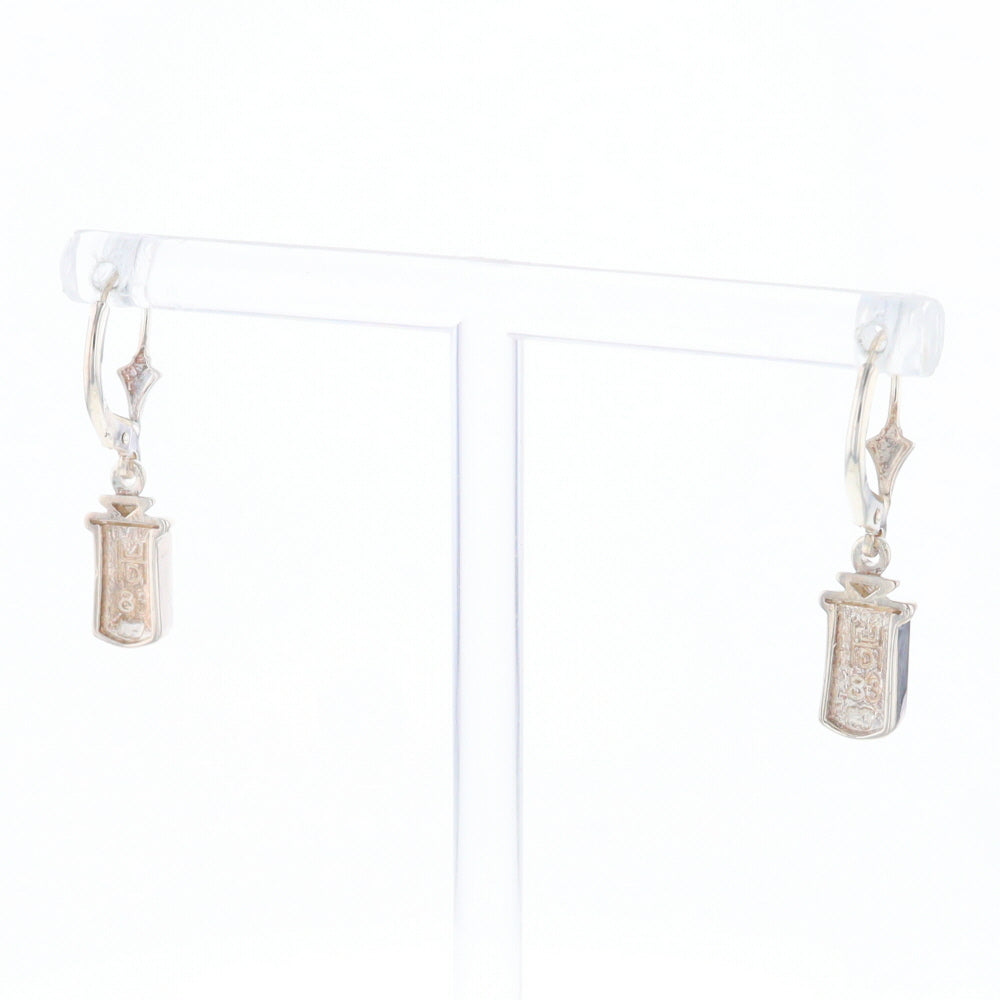 Sterling Silver Gold Quartz Inlaid Earrings - G3