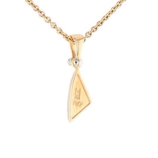 Gold Quartz Necklace Sail Inlaid Design Pendant with .02ct Diamond