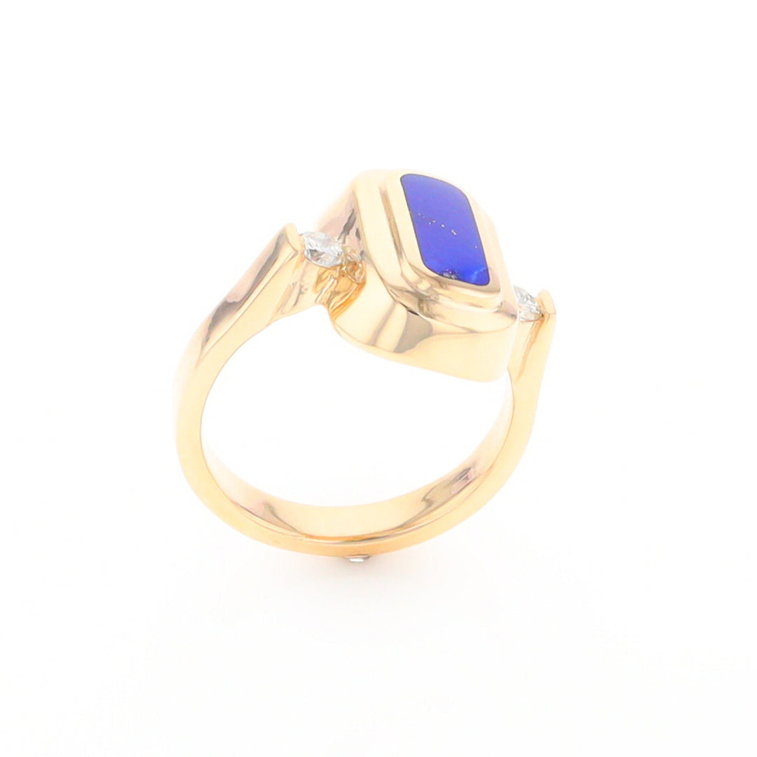 Lapis 0.16ctw Diamond Ring