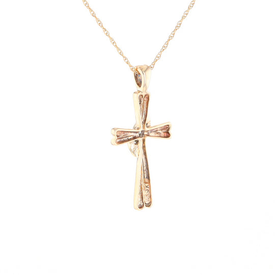 Diamond Crossover Ribbon Cross Pendant