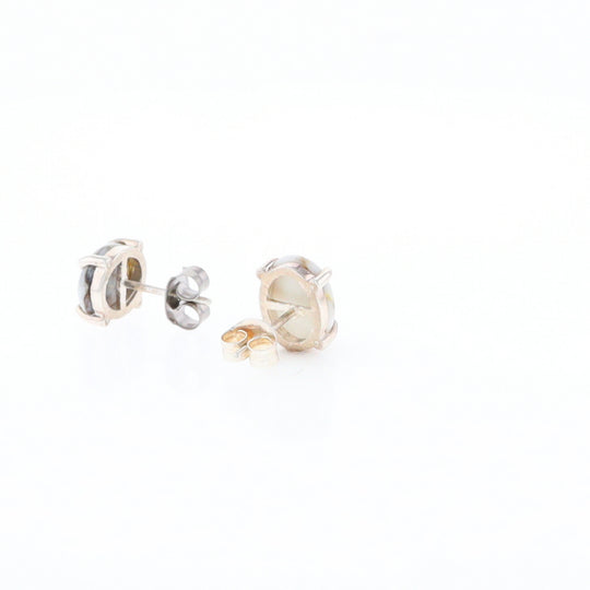 Gold Quartz Cabochon Stud Earrings