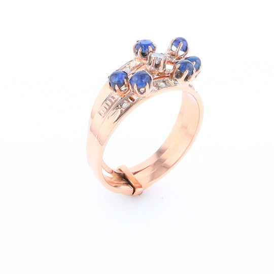 Vintage Sapphire and Diamond Stacked Trio Ring