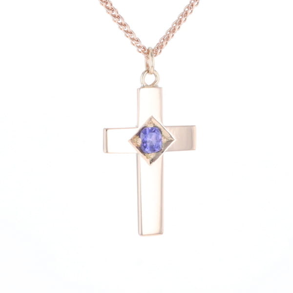 Cross Pendant with Purple Sapphire