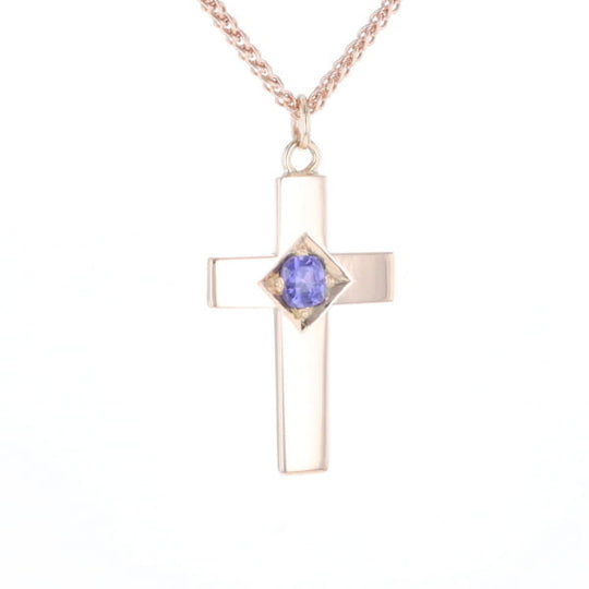 Cross Pendant with Purple Sapphire