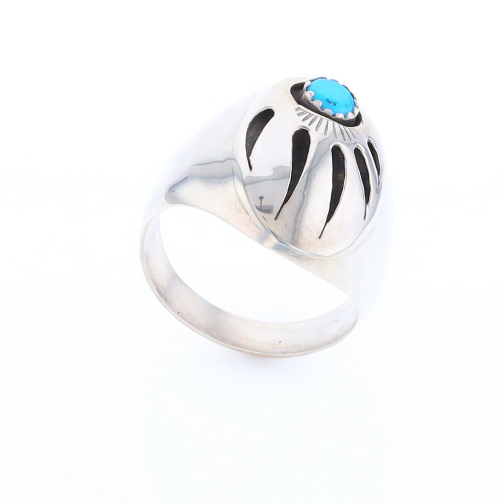 Mens Native Turquoise Bear Claw Ring