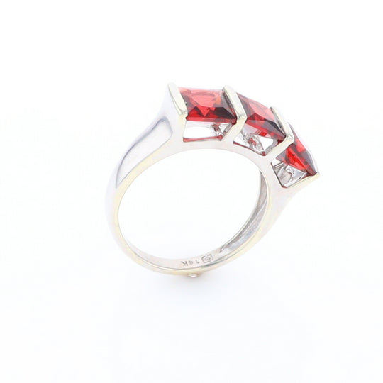 Three Square Garnet Ring