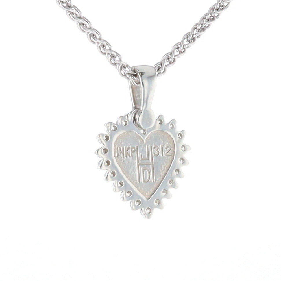 G2 Gold Quartz Pendant Heart Inlaid .21ctw Diamond Halo Design Pendant