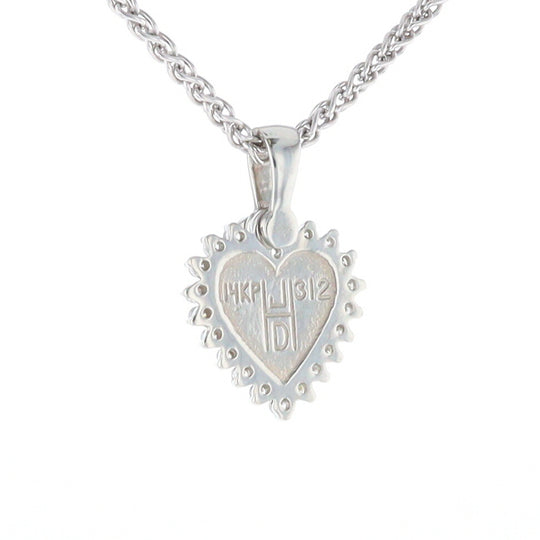 G2 Gold Quartz Pendant Heart Inlaid .21ctw Diamond Halo Design Pendant